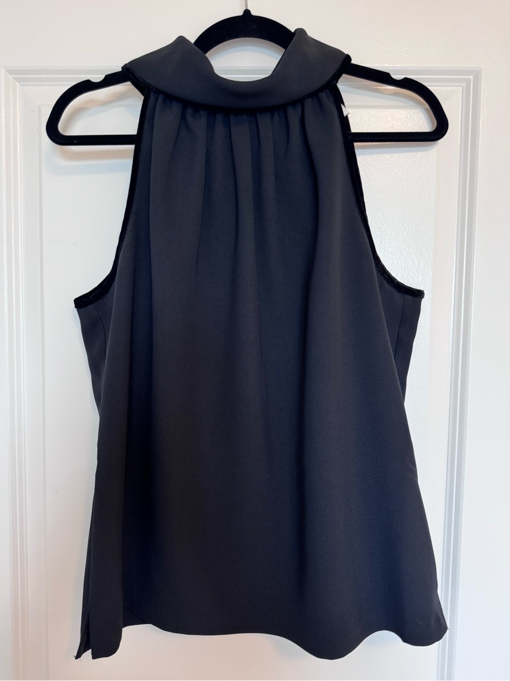 Sail to Sable Women's Black Cowl Neck Halter Back Button Top